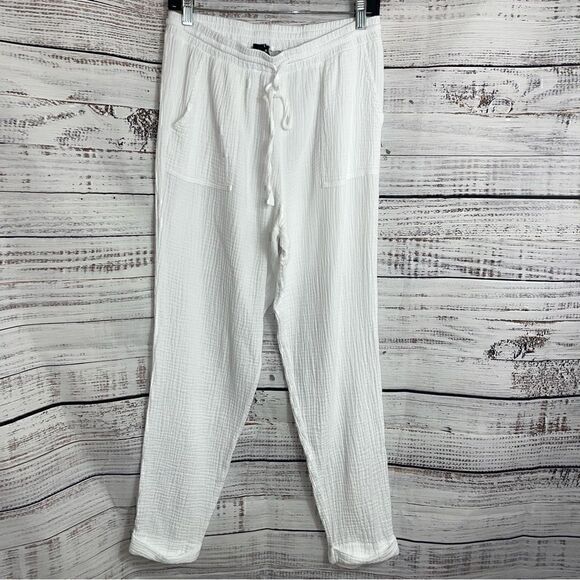 Bobi pants Womens Medium white drawstring high rise Boho beach jogger - Picture 1 of 10